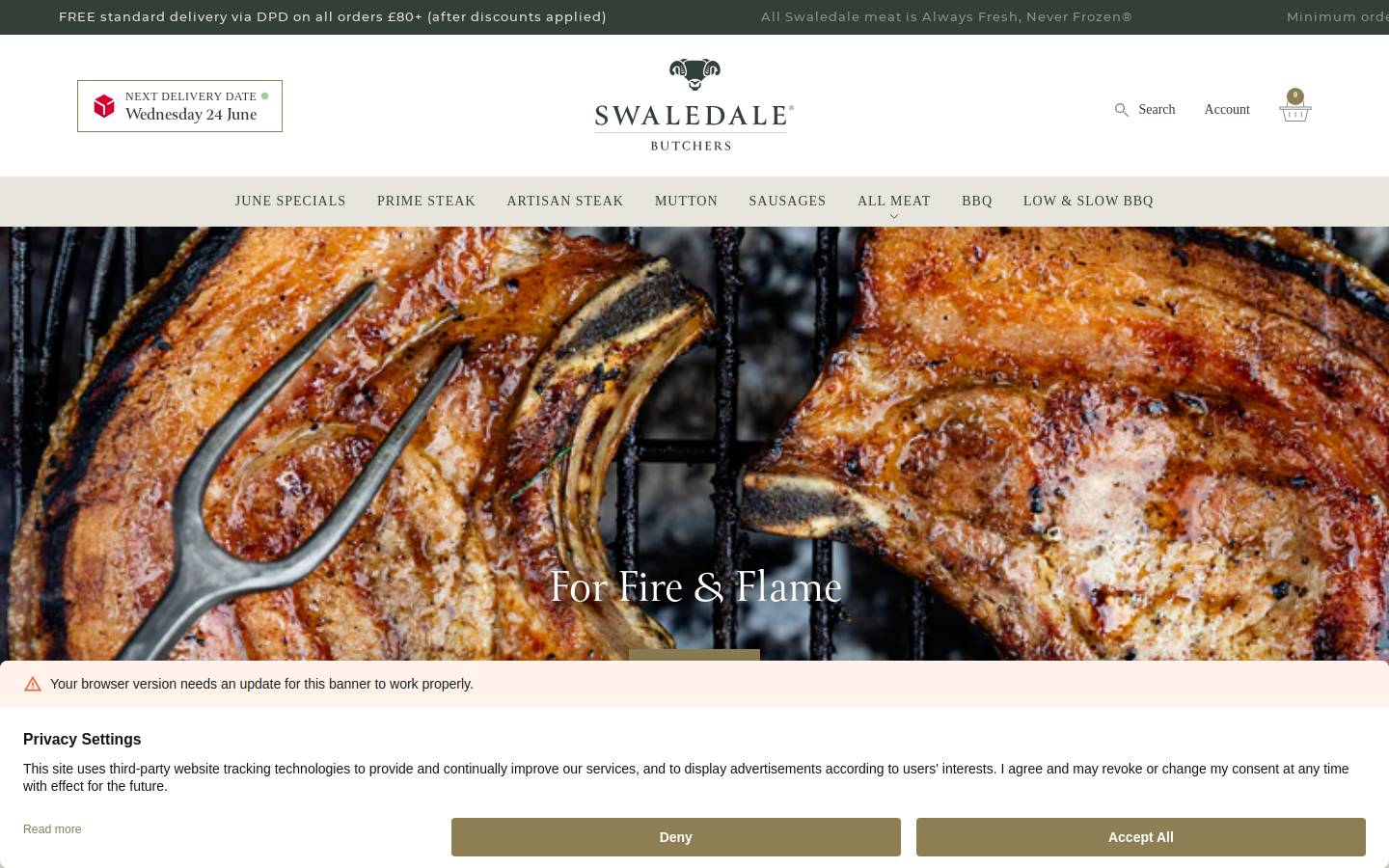Swaledale Butchers homepage screenshot