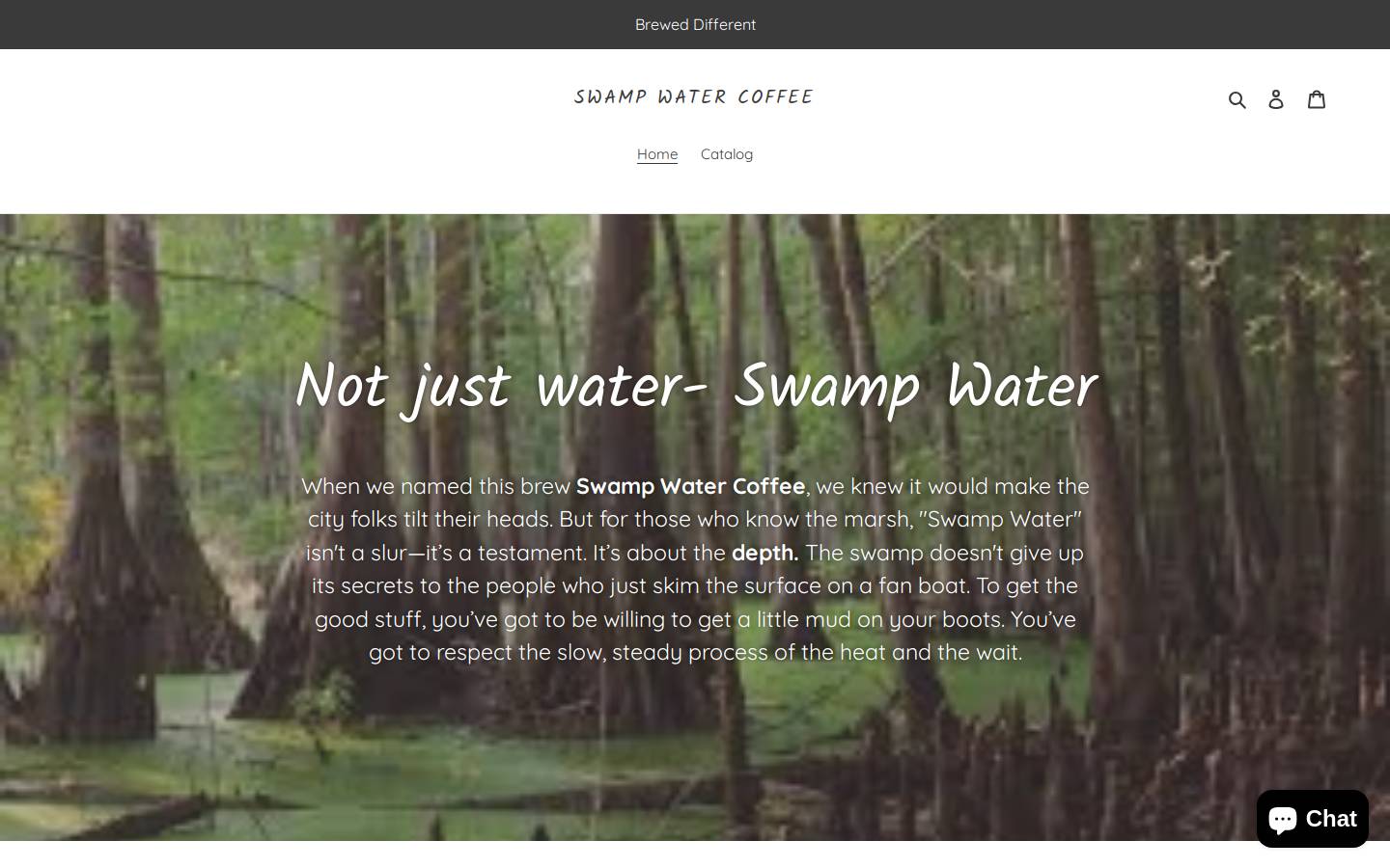 swampwatercoffee.com homepage screenshot