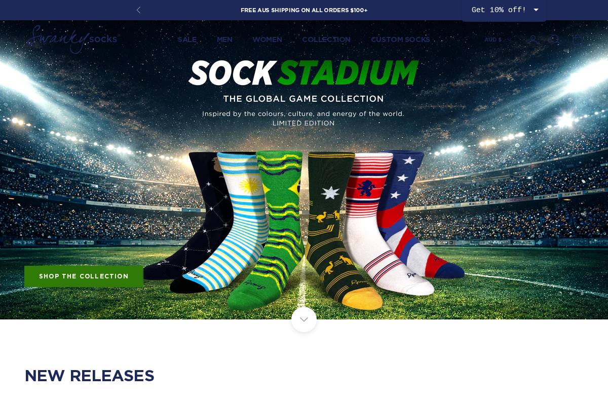 swankysocks.com homepage screenshot