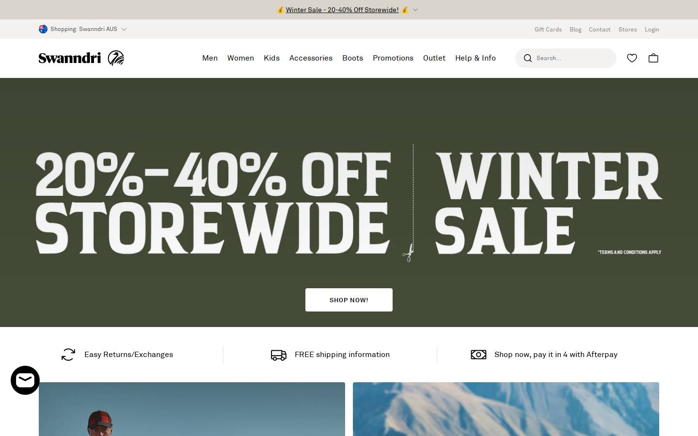 swanndri.com.au homepage screenshot