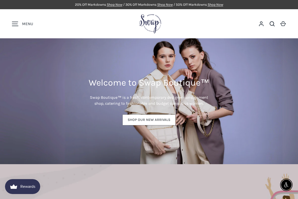 Swap Boutique homepage screenshot