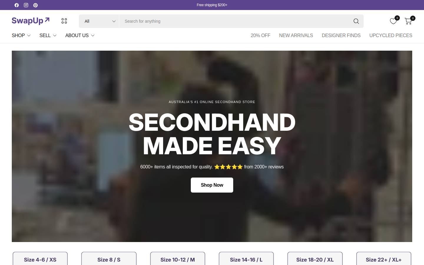 swapup.com.au homepage screenshot