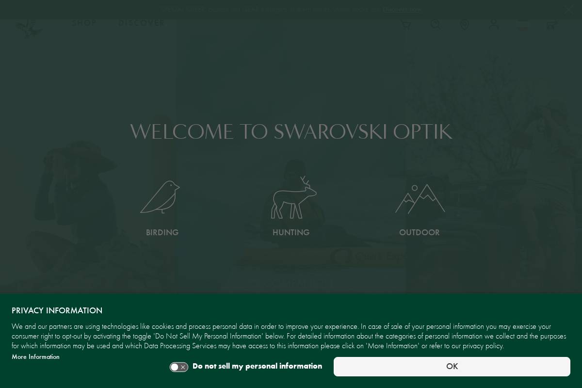 swarovskioptik.com homepage screenshot