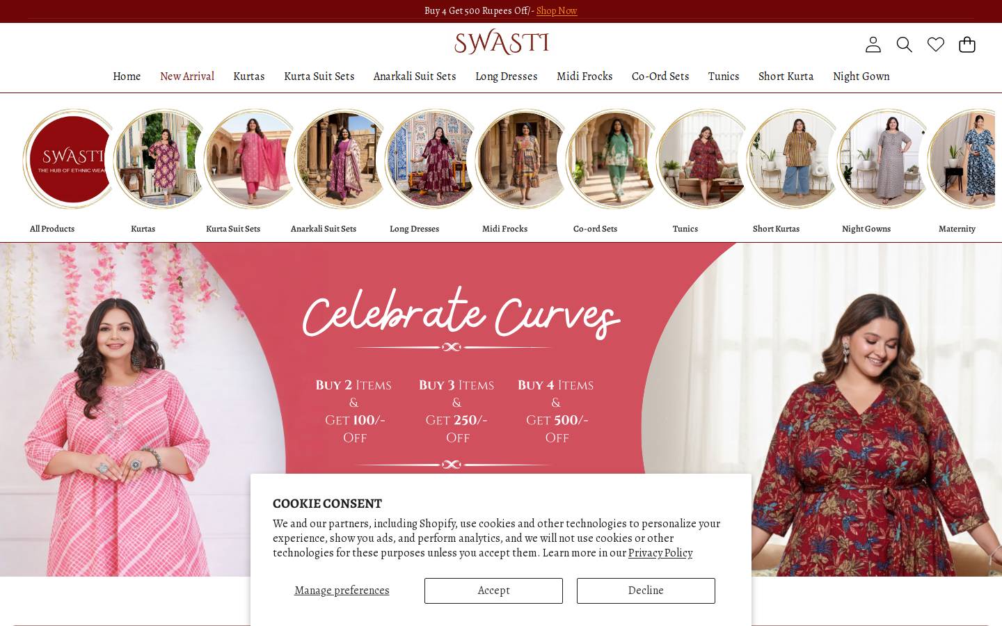 swasticlothing.com homepage screenshot
