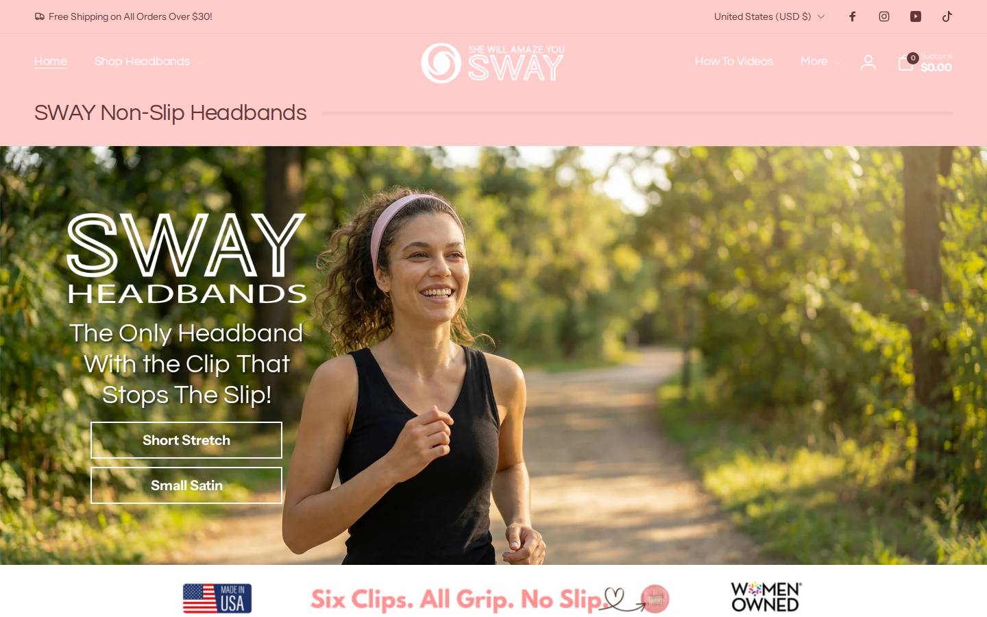 swayheadbands.com homepage screenshot