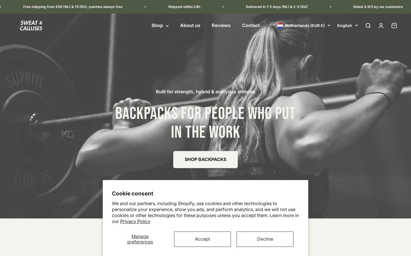 sweatandcalluses.com homepage screenshot