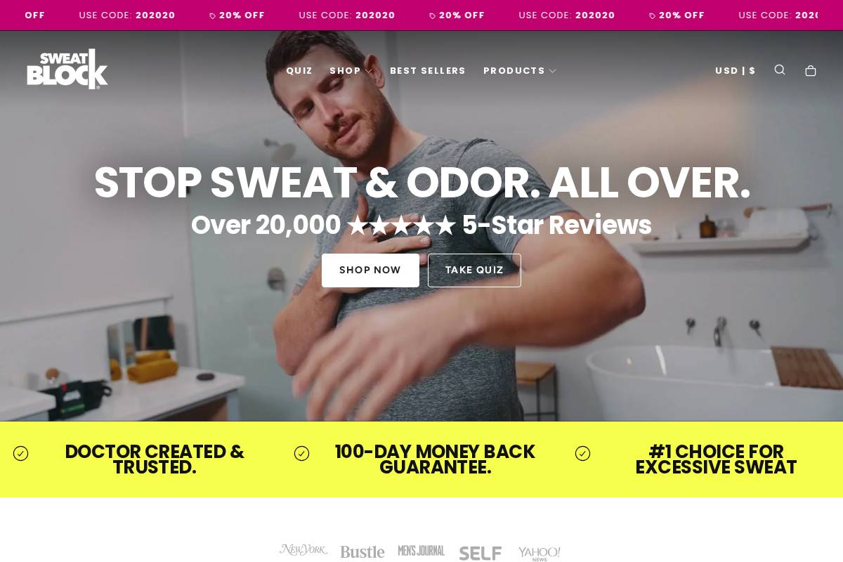 SweatBlock homepage screenshot
