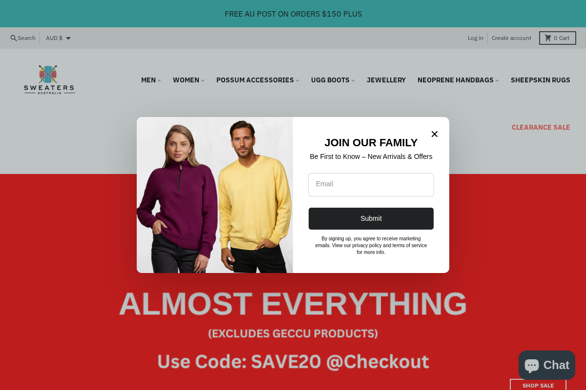 Sweaters Australia homepage screenshot