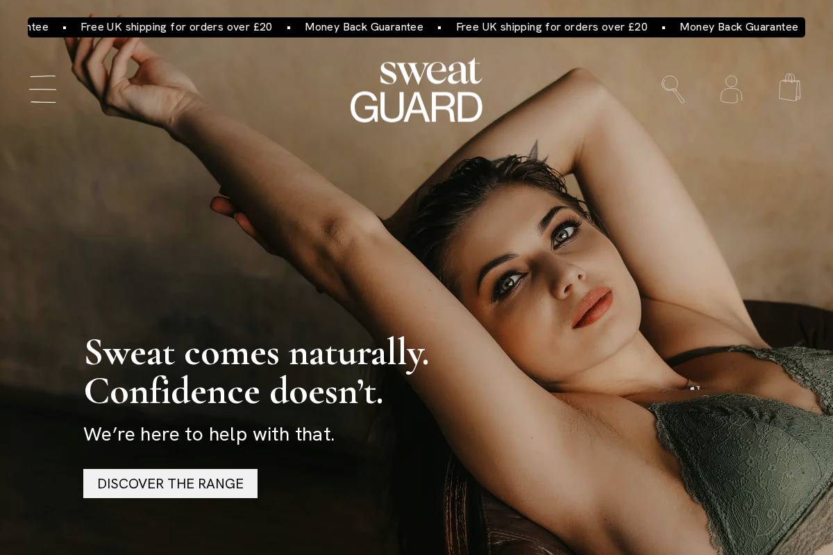 Sweat Guard homepage screenshot