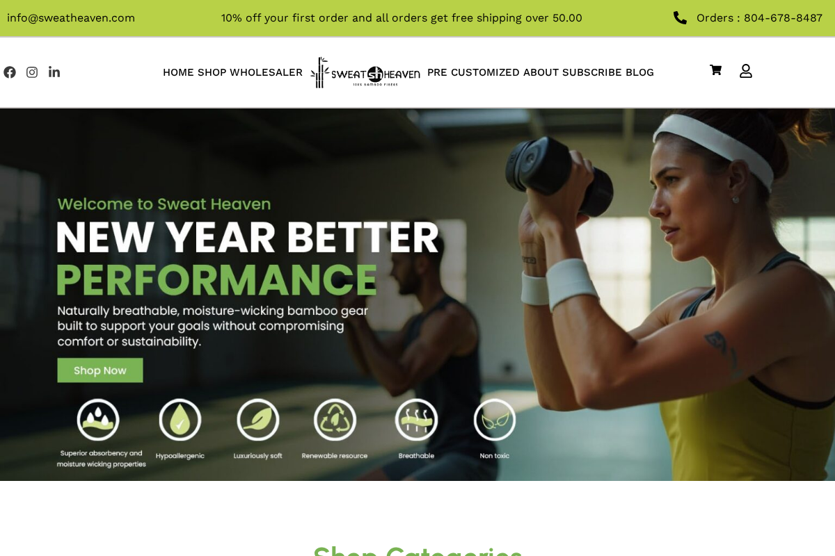 Sweatheaven homepage screenshot