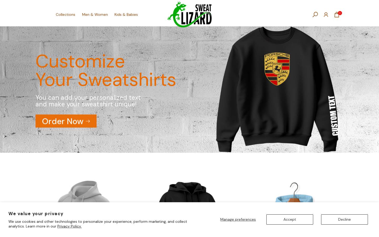 sweatlizard.com homepage screenshot