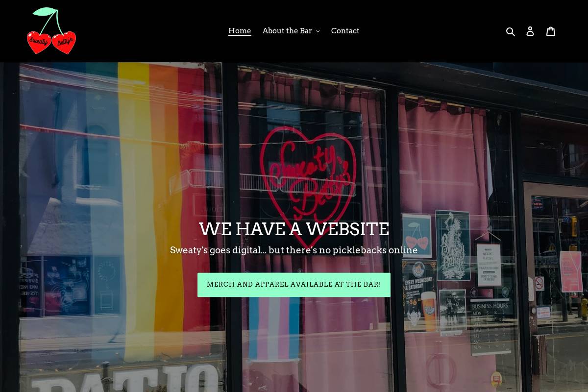sweatybettysbar.com homepage screenshot
