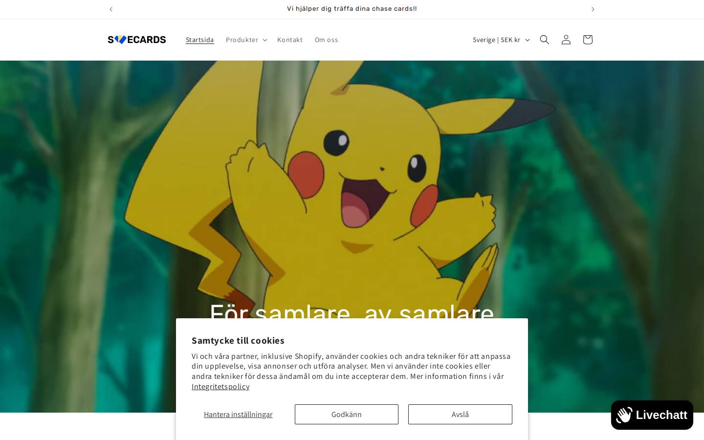 swecards.se homepage screenshot