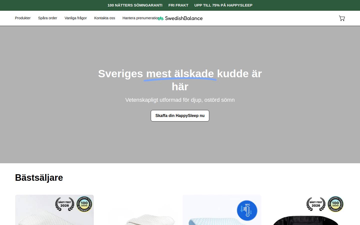 SwedishBalance homepage screenshot