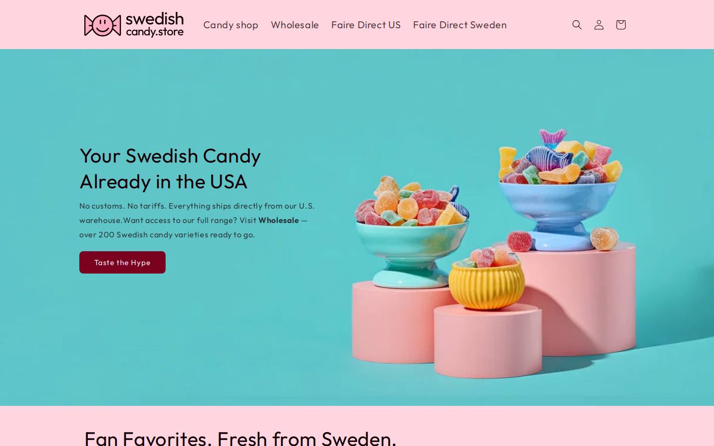 Swedishcandy homepage screenshot