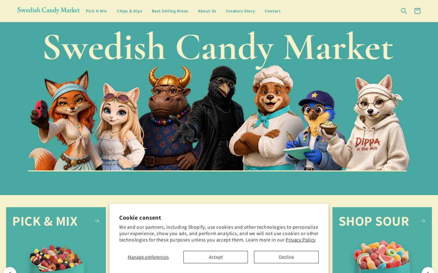 swedishcandymarket.shop homepage screenshot