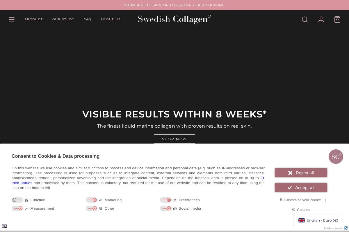 Swedish Collagen homepage screenshot