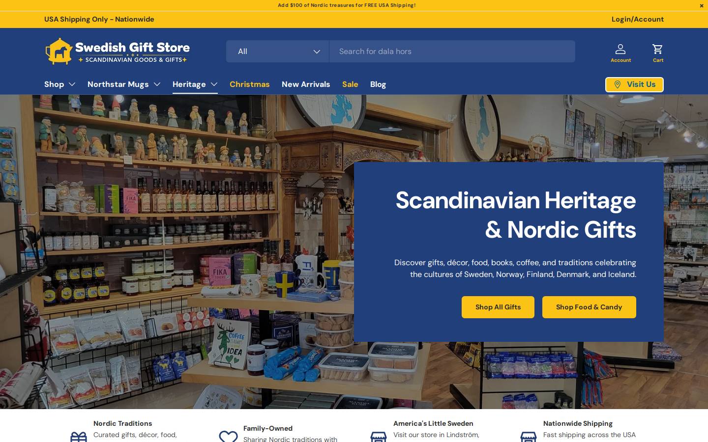 swedishgiftstore.com homepage screenshot