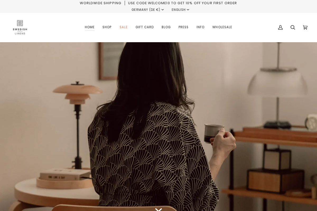 Swedish Linens AB homepage screenshot