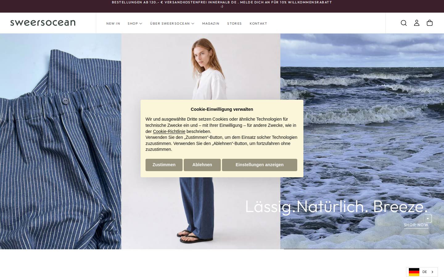 sweersocean.com homepage screenshot