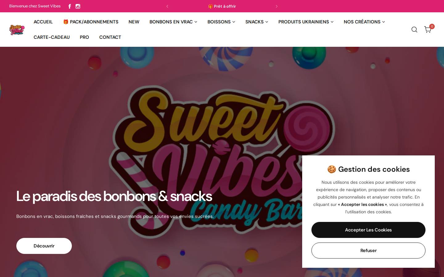 Sweet Vibes homepage screenshot