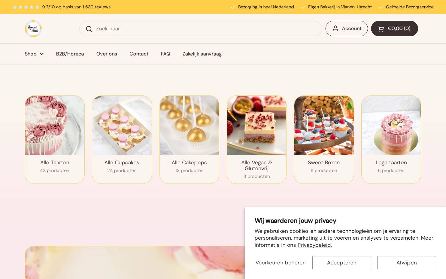 Sweet Vibes homepage screenshot