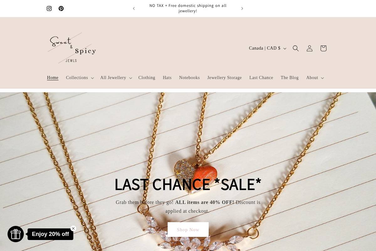 sweetandspicyjewls.com homepage screenshot