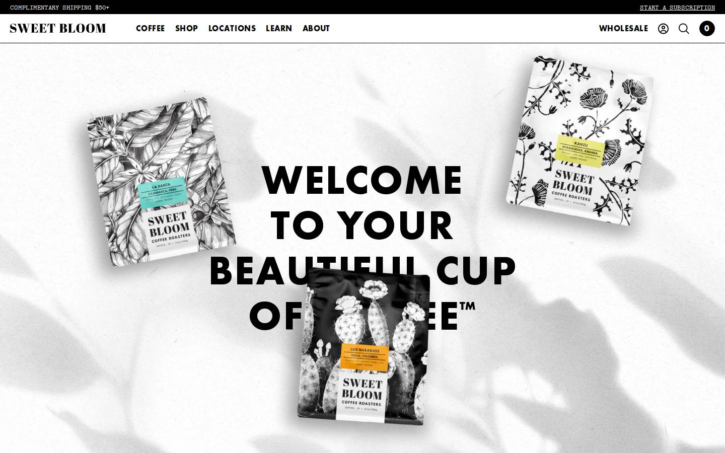 sweetbloomcoffee.com homepage screenshot