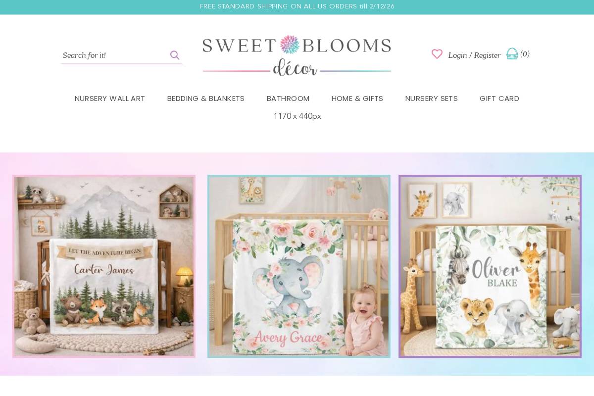 sweetbloomsdecor.com homepage screenshot