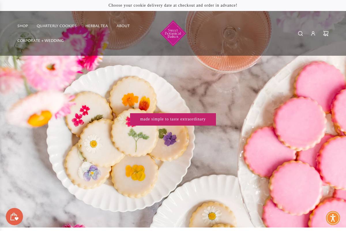 sweetbotanicalbakes.com homepage screenshot