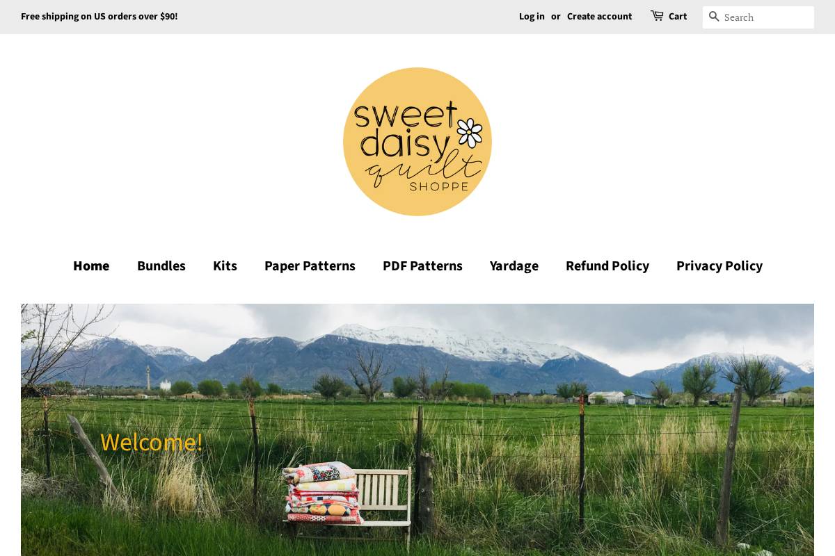 sweetdaisyquiltshoppe.com homepage screenshot