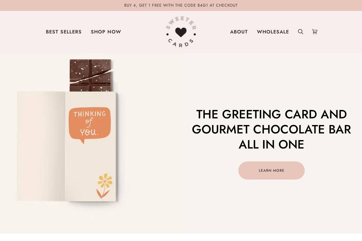 sweetercards.com homepage screenshot