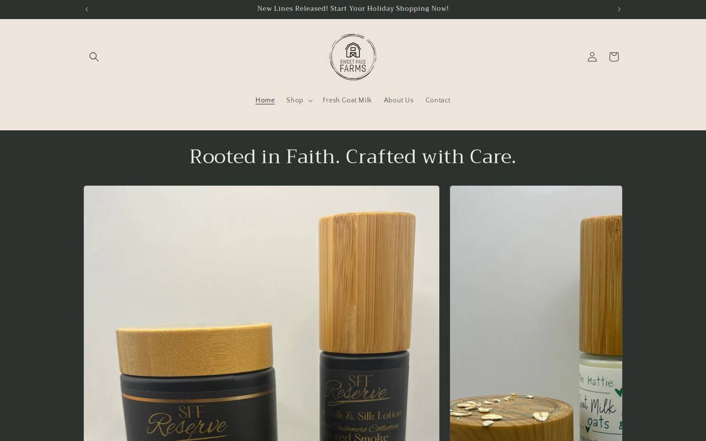 sweetfacefarms.com homepage screenshot