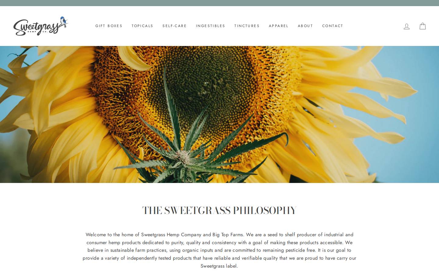 sweetgrasshempco.com homepage screenshot