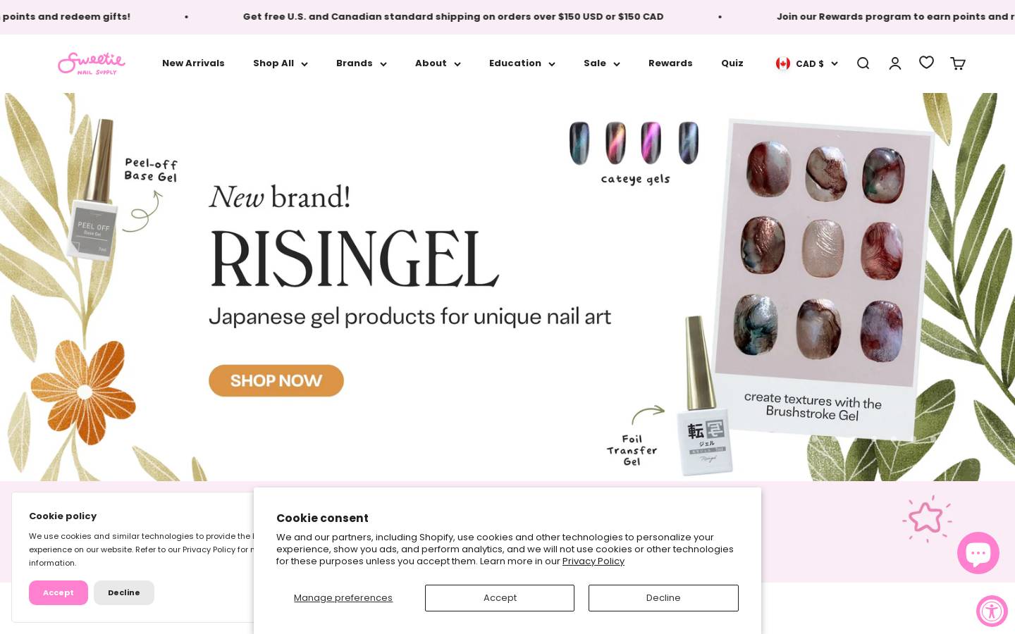 Sweetienailsupply homepage screenshot