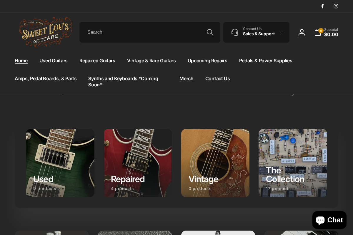 Sweet Lou's Guitars homepage screenshot