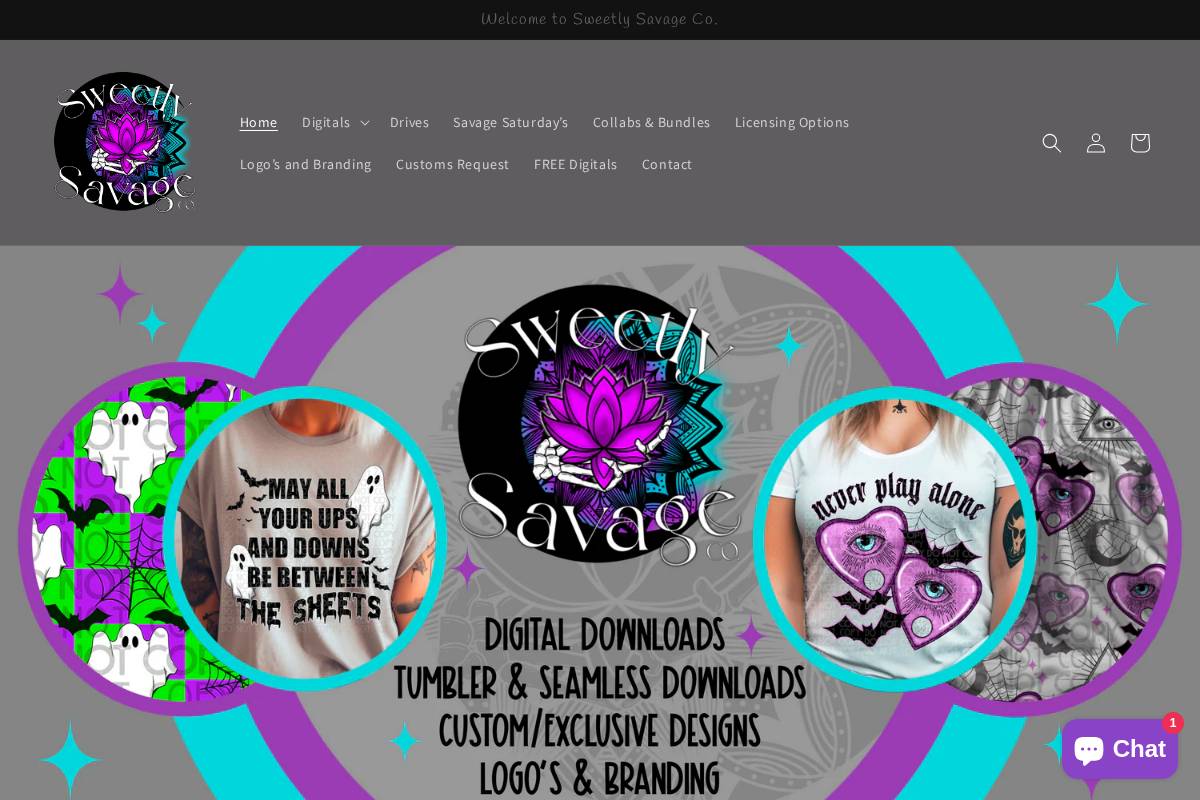 sweetlysavageco.com homepage screenshot