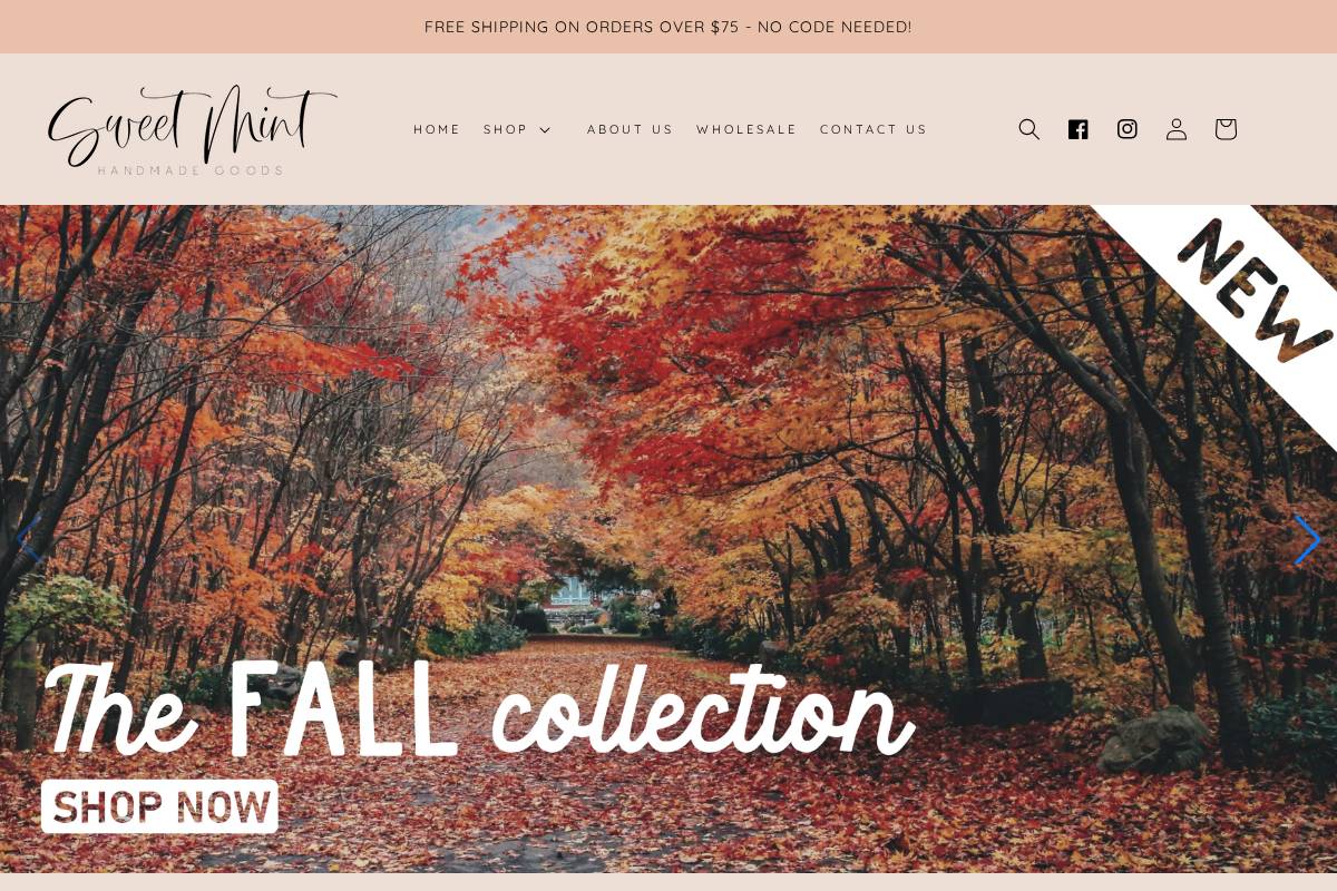 sweetminthandmadegoods.com homepage screenshot