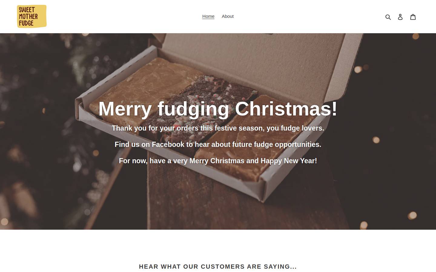 sweetmotherfudge.com homepage screenshot