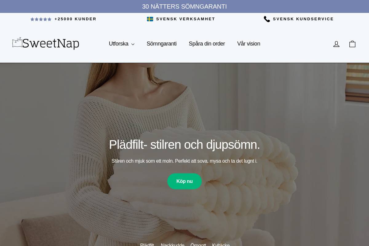 SweetNap homepage screenshot