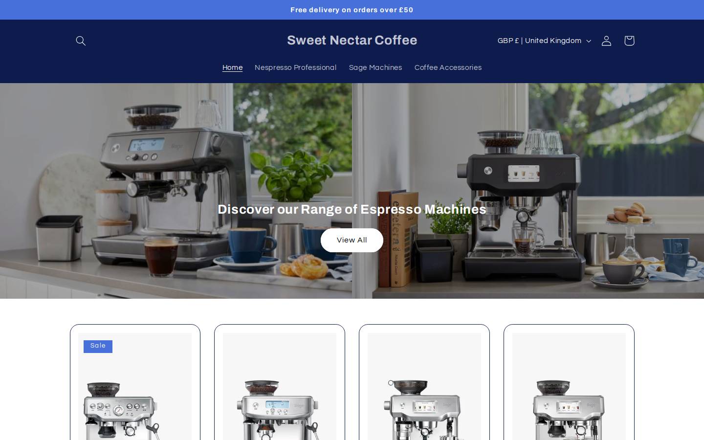 sweetnectar.coffee homepage screenshot