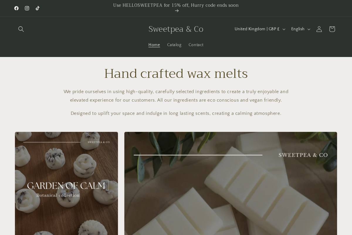 sweetpeaandco.uk homepage screenshot