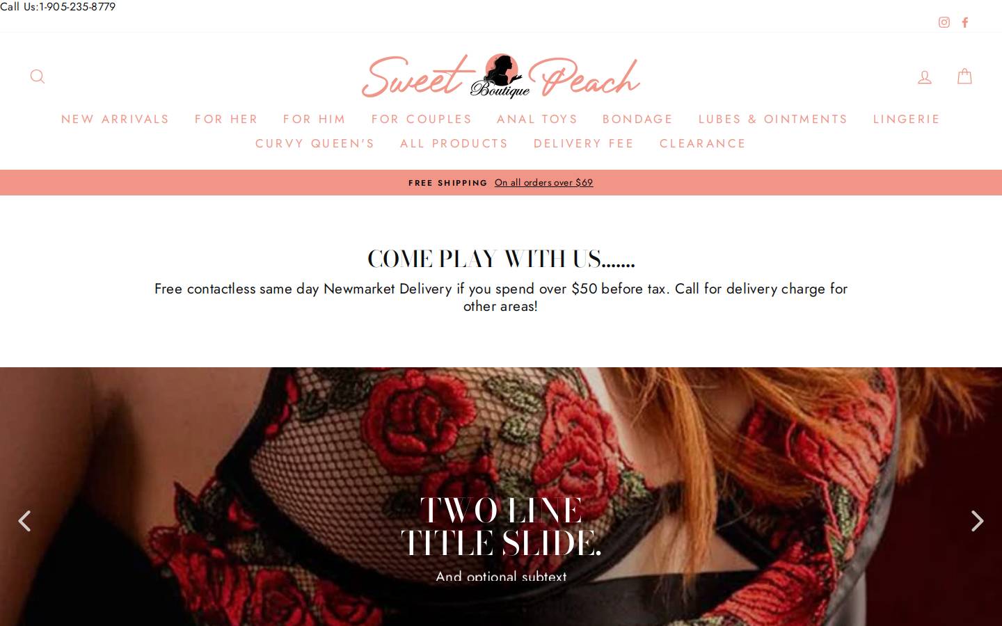 sweetpeachboutique.ca homepage screenshot