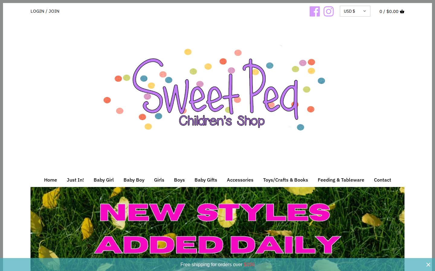 sweetpeachildren.com homepage screenshot