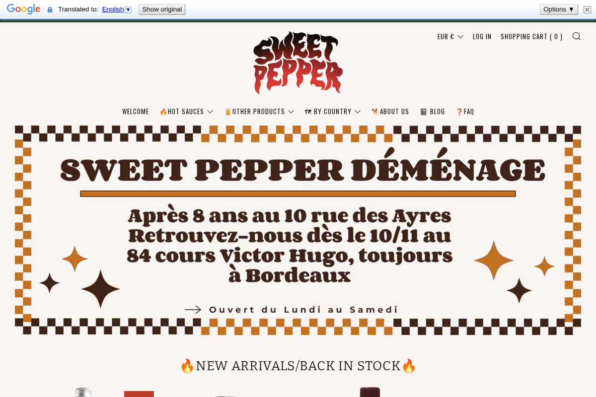 Sweet Pepper homepage screenshot