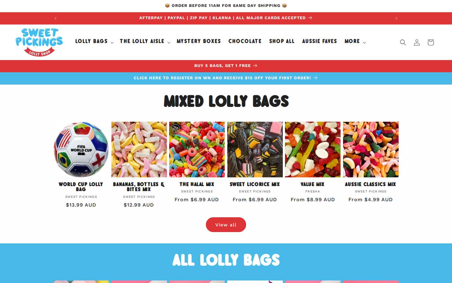 sweetpickings.au homepage screenshot