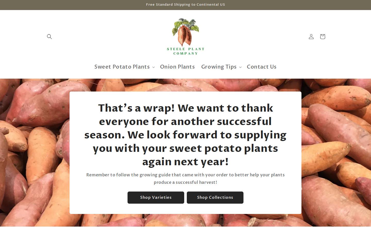 sweetpotatoplant.com homepage screenshot