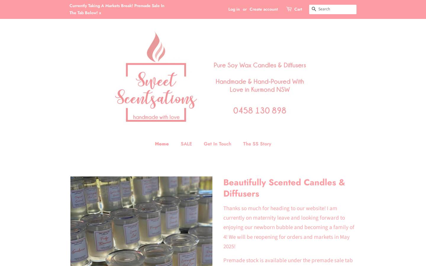 sweetscentsations.com.au homepage screenshot