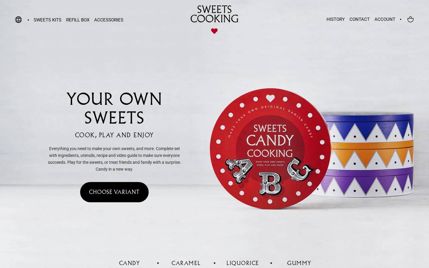Sweets Cooking homepage screenshot