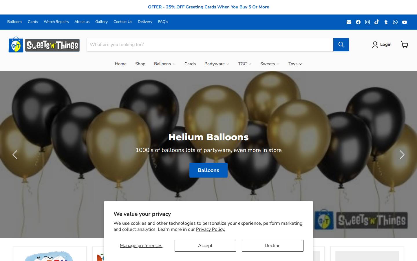 Sweets 'n' Things homepage screenshot